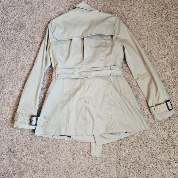 American Eagle Outfitters Trench Coat Womens Med Beige Double Breasted Belted - Picture 2 of 16